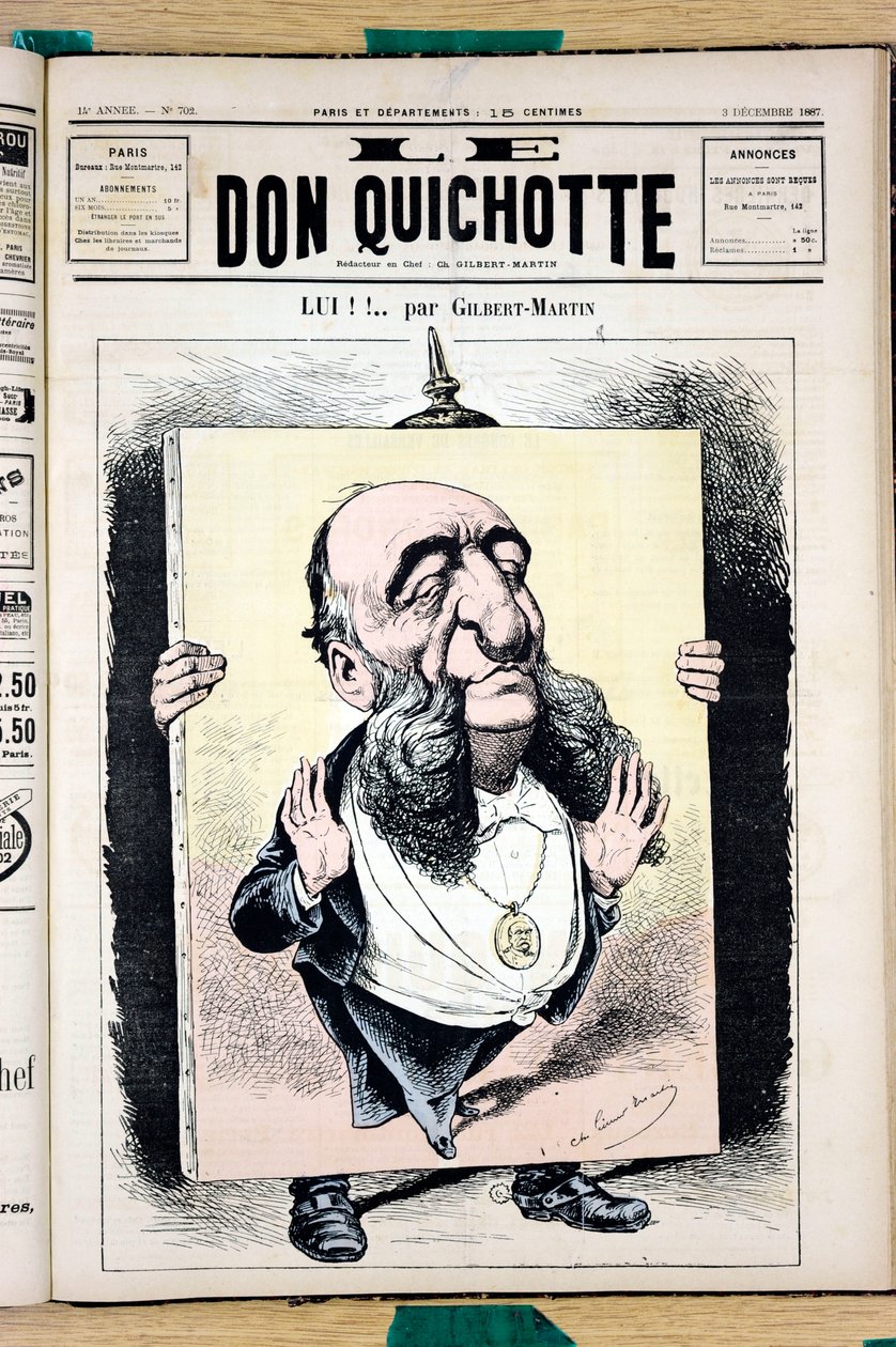 Omslag til ""Le Don Quixote"", nummer 702, satirisk i farger av Charles Gilbert Martin