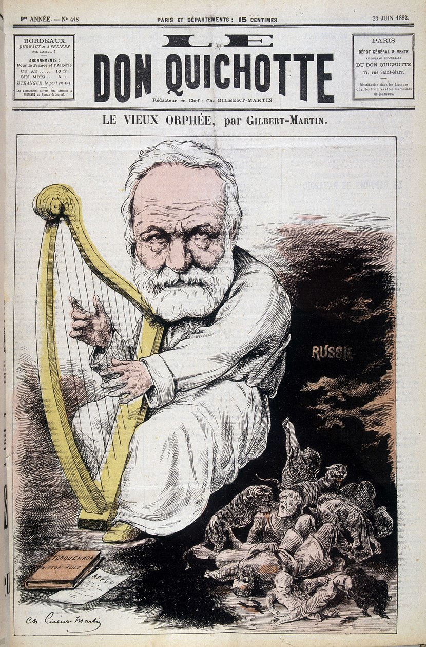 The Old Orpheus: tegneserie om Victor Hugo og Russland - av Gilbert-Martin (Gilbert Martin), i "" Don Quijote av 23.06.1882 av Charles Gilbert Martin