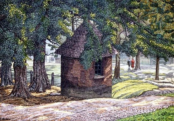 By the Ponds, Hampstead (penn og blekk med vask) av Charles Ginner