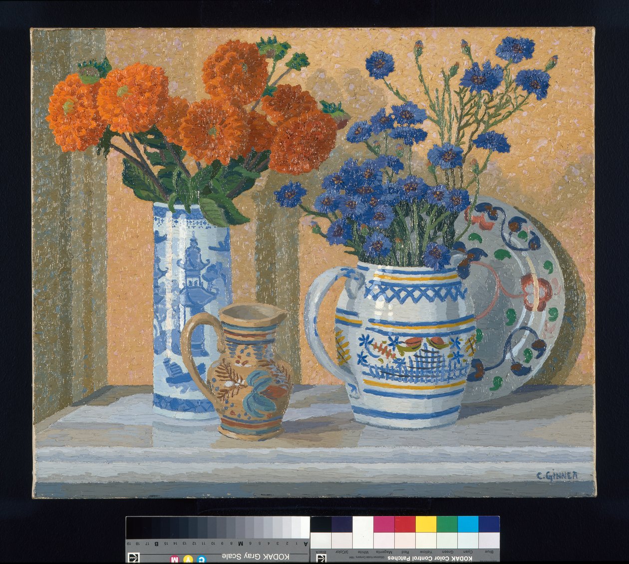 Dahliaer og kornblomster av Charles Ginner
