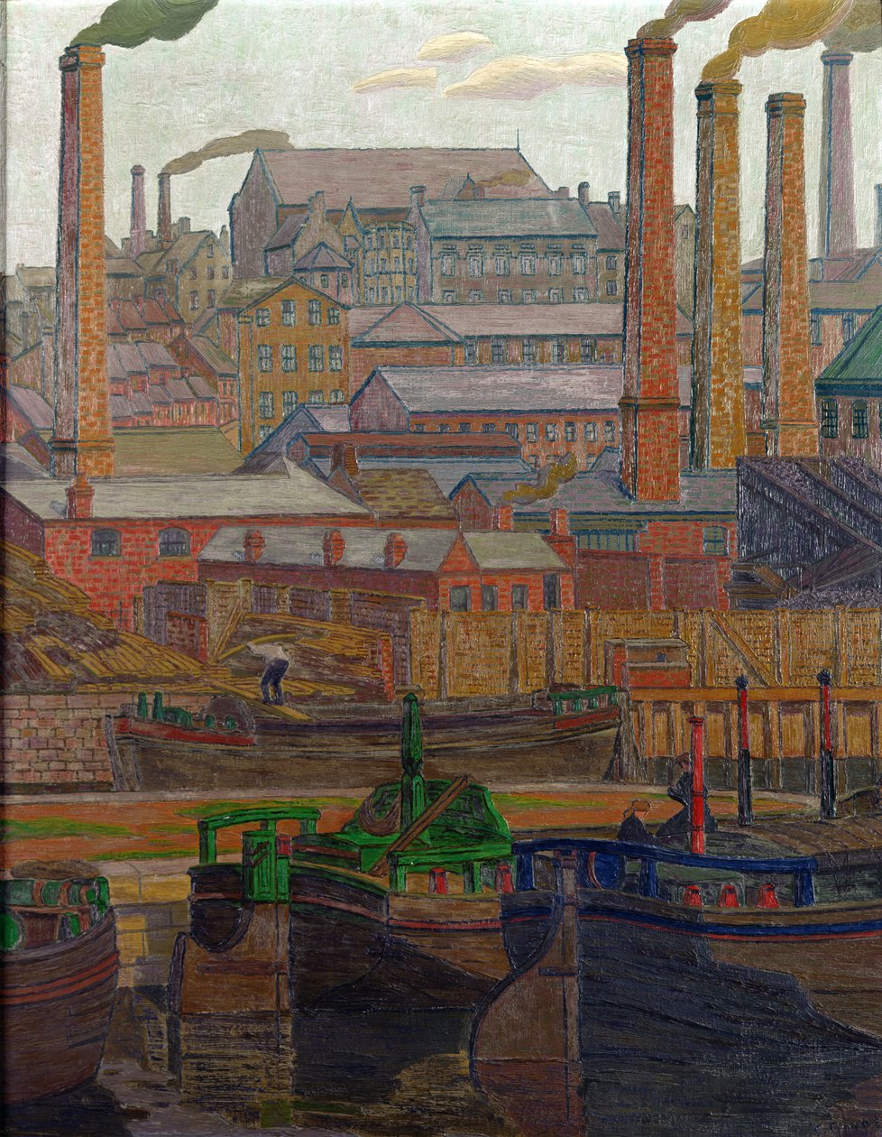 Leeds Canal (olje på lerret) av Charles Ginner