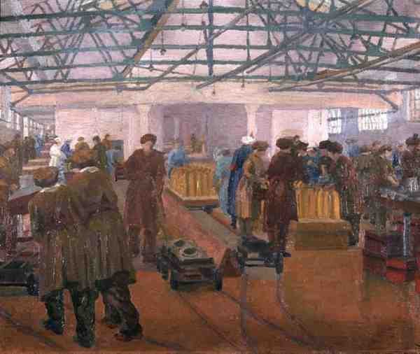 Ammunisjonsfabrikk (olje på lerret) av Charles Ginner