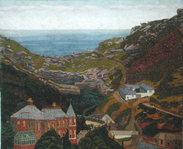 Penally Bridge, Boscastle (olje på lerret) av Charles Ginner