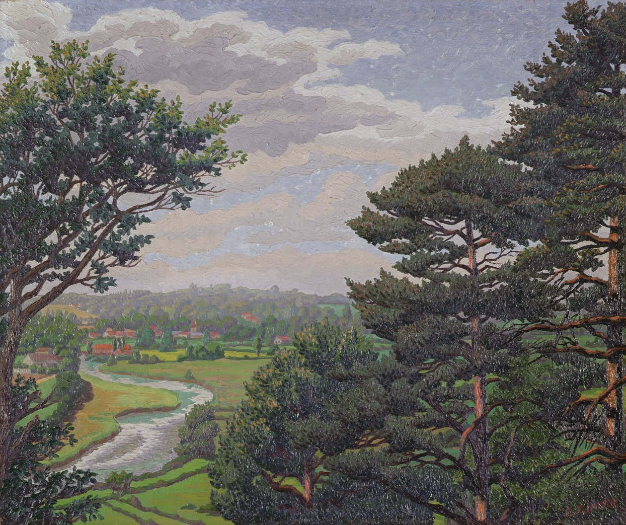 The River Avon, nær Salisbury (olje på lerret) av Charles Ginner