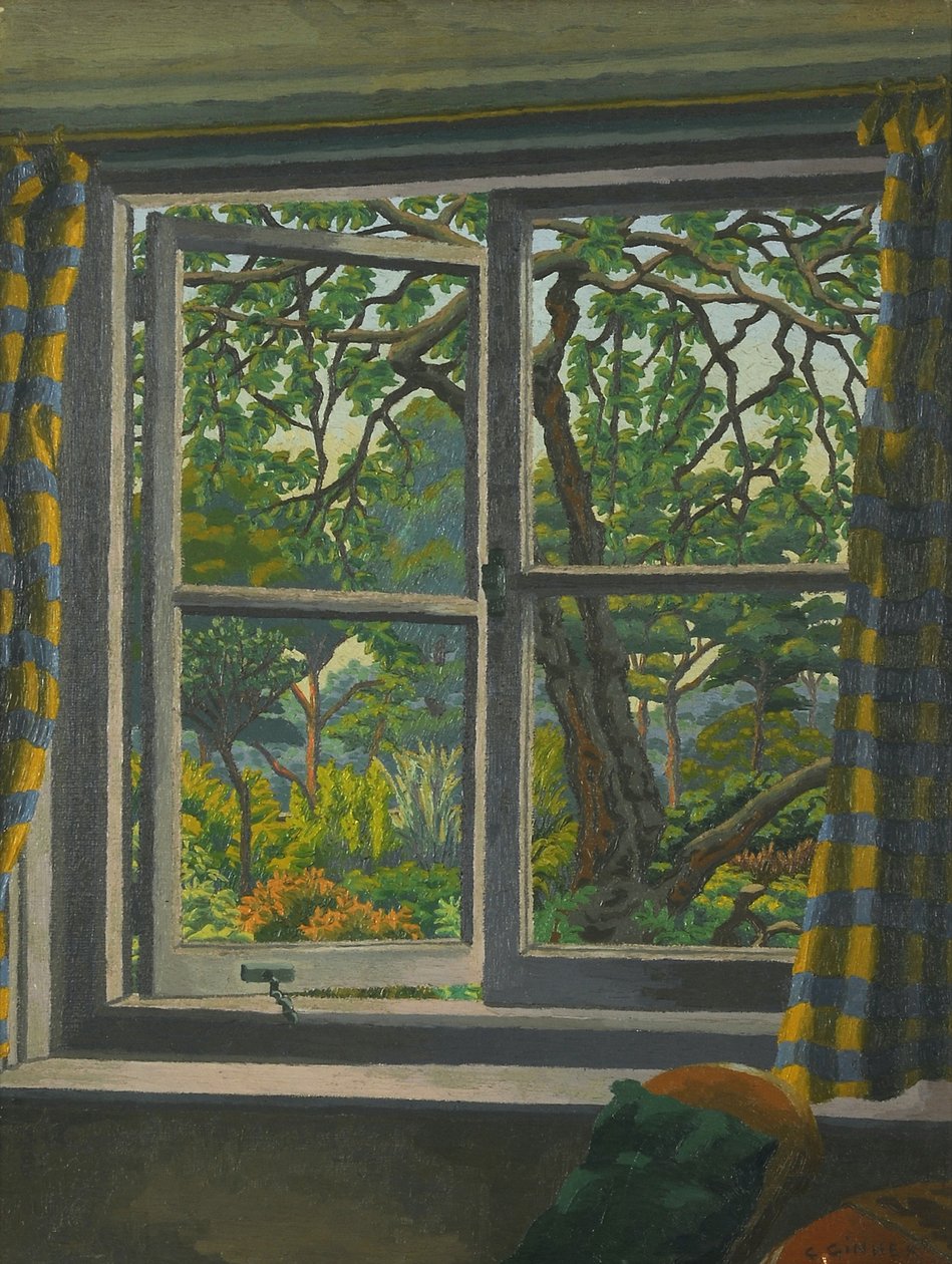 Gjennom et hyttevindu, Shipley, Sussex av Charles Ginner