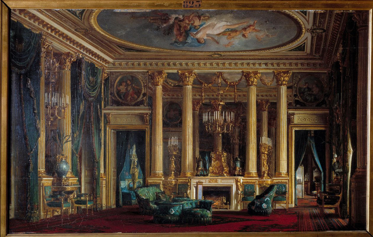 Interiør i stuen med herr og fru foreldremaleri av Sebastien Charles Giraud (1819-1892) 1866 Compiegne, Musee national du chateau av Charles Giraud