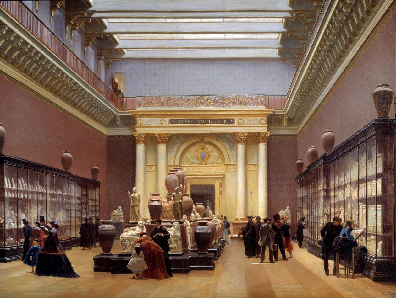 Utsikt over Musee Napoleon III, rom med terrakotta ved Louvre, også kjent som galleriet Campana Painting av Sebastien Charles Giraud (1819-1892) 1866 Søn. 0,97x1,3 m av Charles Giraud