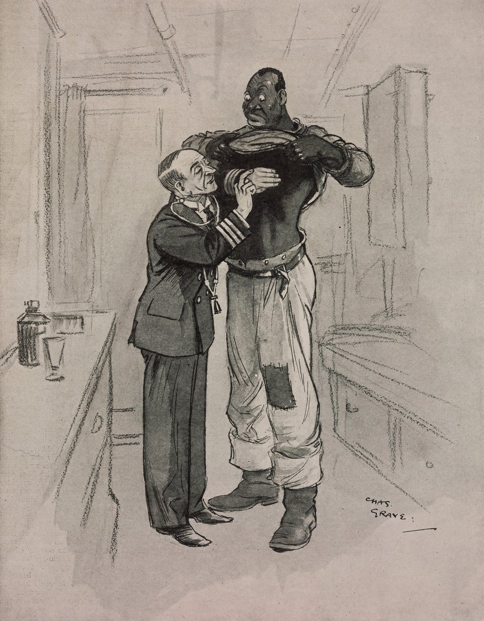 Den svarte pesten, en hypokonder, tegneserie av Chas Grave (1886-1944) fra The Tatler, nr. 1415, 8. august av Charles Grave