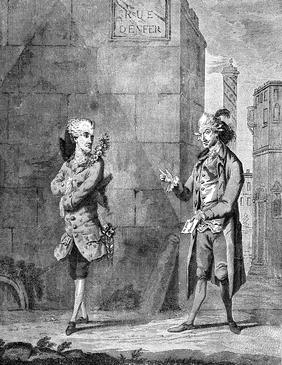 En fransk Petit Maitre og hans betjent, sent på 1700-tallet. av Charles Grignion