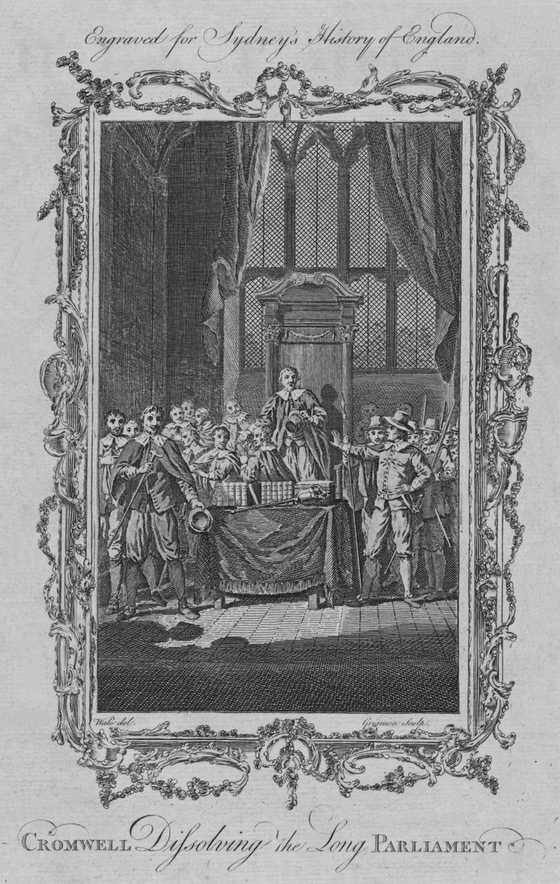 Cromwell oppløste det lange parlamentet, 1773. av Charles Grignion