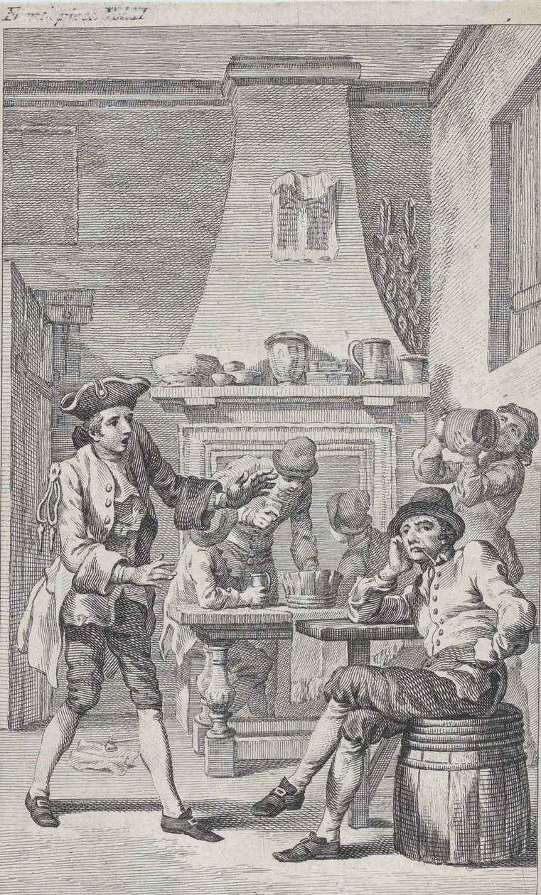 Frontispice til Tobias Smolletts Roderick Random, 1748. av Charles Grignion