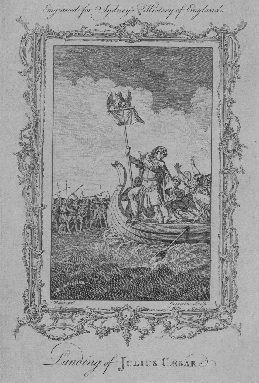 Landing av Julius Cæsar, 1773. av Charles Grignion