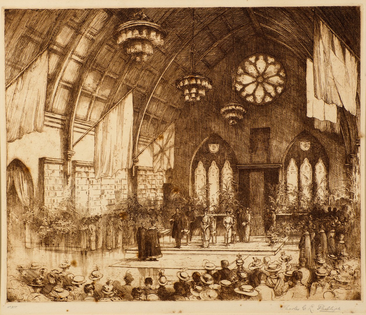 Kongelig besøk i Dundee 1914 - Mottakelse i Albert Hall av Charles Gustav Louis Phillips