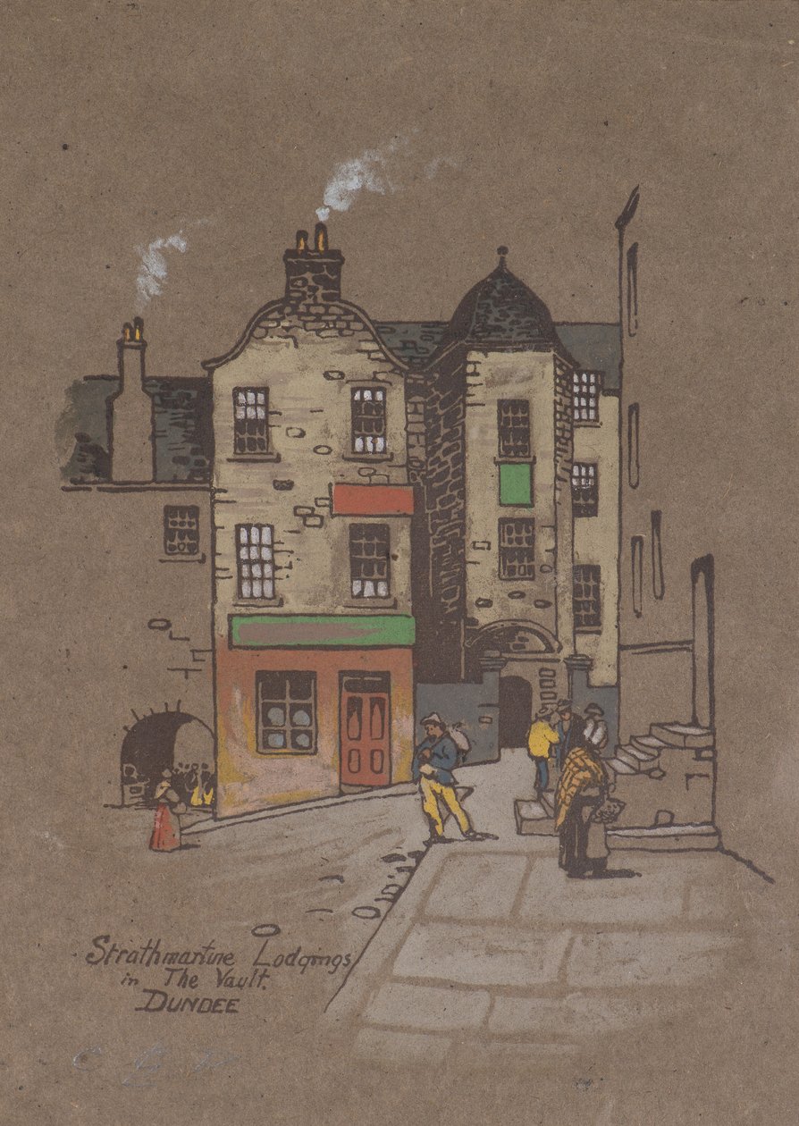 Strathmartine Lodgings, i hvelvet, Dundee (håndfarget trykk) av Charles Gustav Louis Phillips