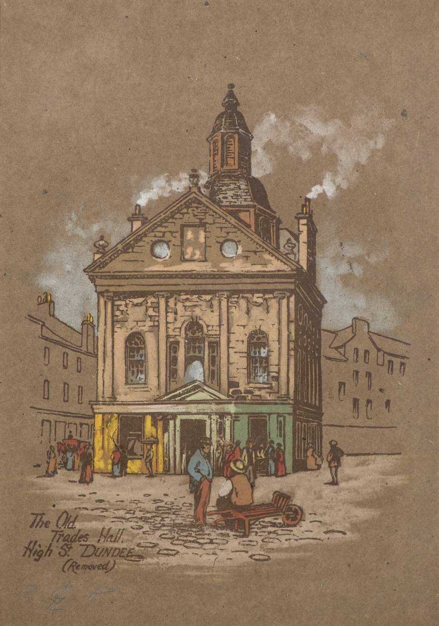 The Old Trades Hall, High Street, Dundee (håndfarget trykk) av Charles Gustav Louis Phillips