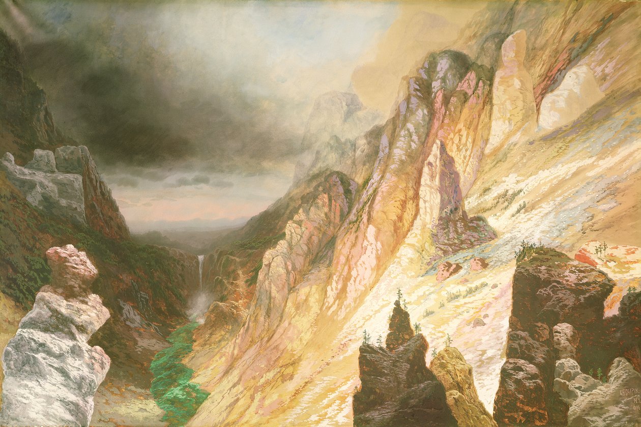 Lower Falls, Grand Canyon i Yellowstone River, 1886 av Charles H. Chapin