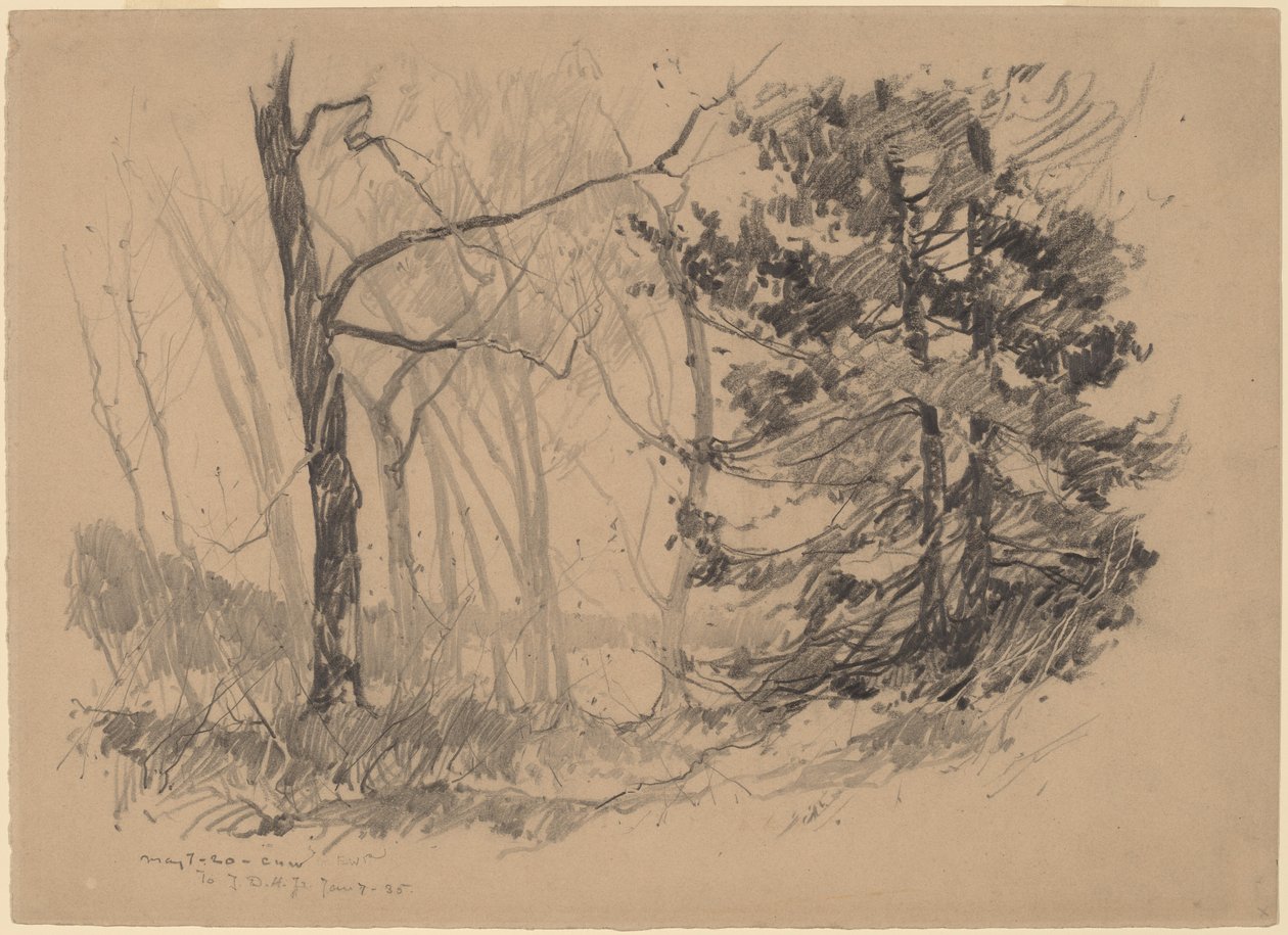 Tre interiør av Charles H. Woodbury