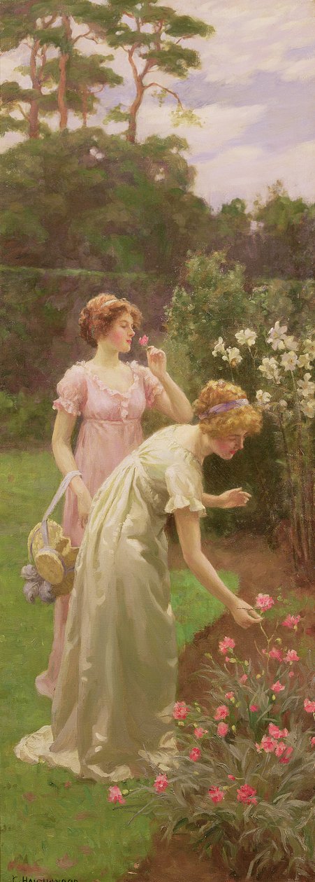 To damer plukker blomster av Charles Haigh Wood