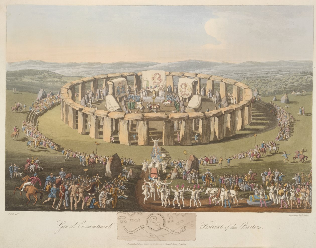 'Britenes store konvensjonelle festival'. Stone henge. av Charles Hamilton (after) Smith