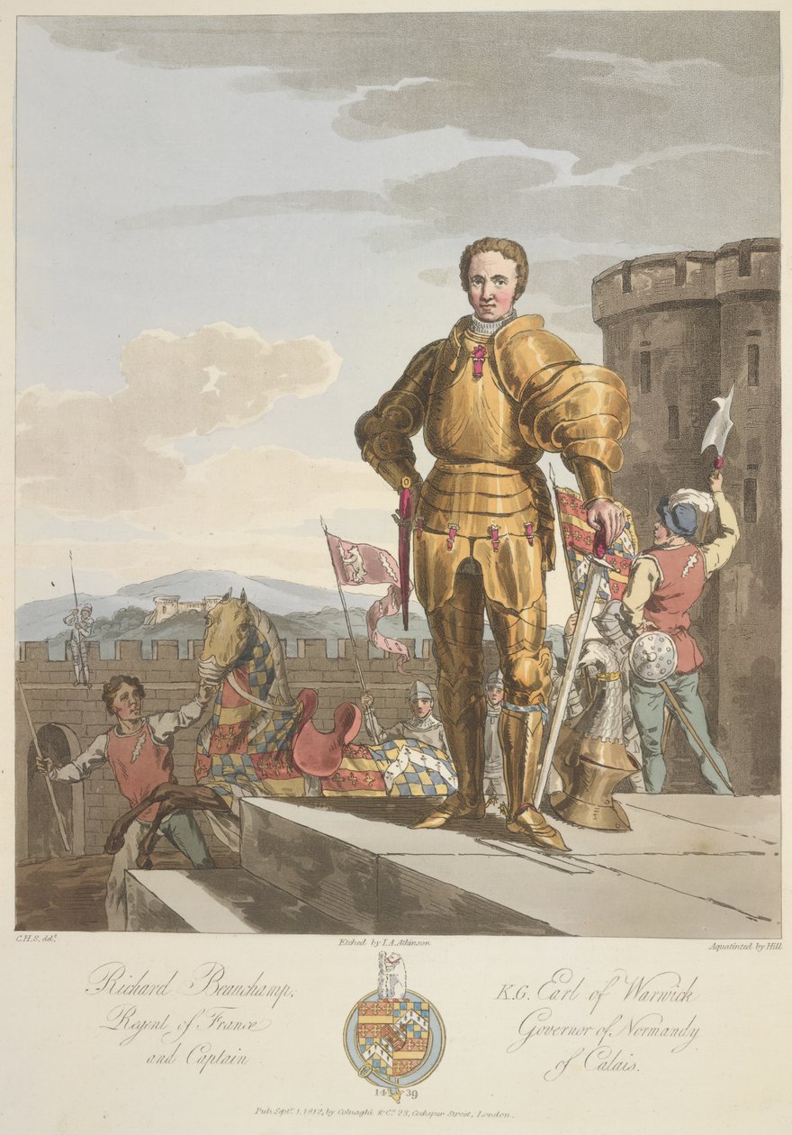 Richard Beauchamp (1381-1439) Earl of Warwick, Anno 1439, illustrasjon fra 'Kostume til de opprinnelige innbyggerne på de britiske øyer fra de tidligste periodene til det sjette århundre ...' av Sir Samuel Rush Meyrick og CH Smith, utgitt 1815 (far av Charles Hamilton (after) Smith