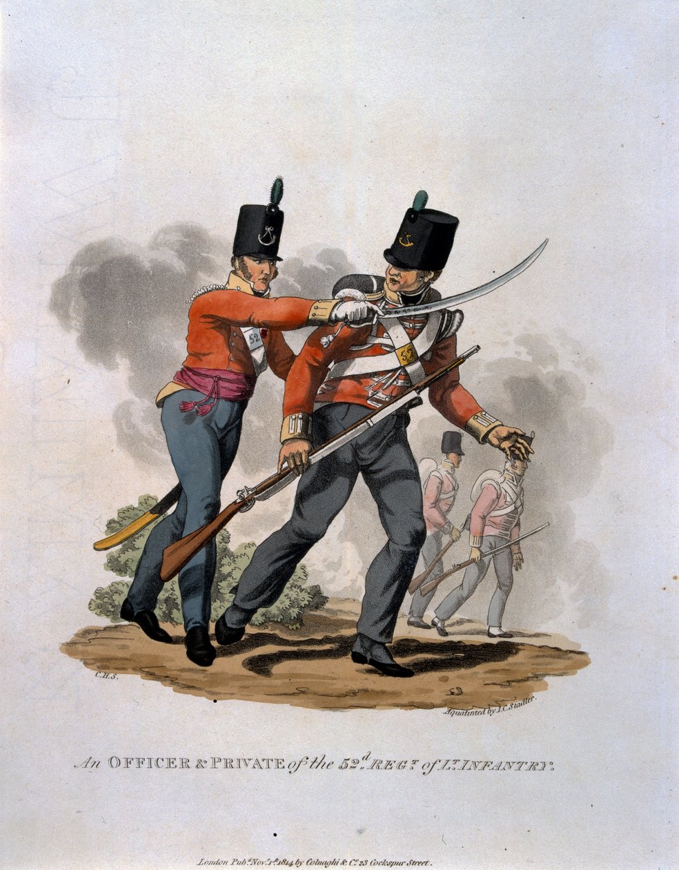 En offiser og menig fra 53rd Regiment of Light Infantry, fra 