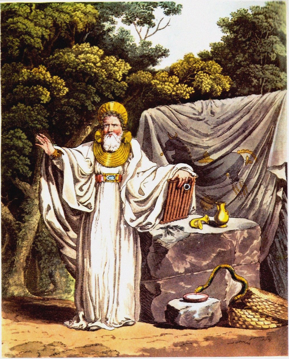 Arch-Druid i sin fulle rettslige kostyme fra kostymet til de opprinnelige innbyggerne i Britis av Charles Hamilton Smith