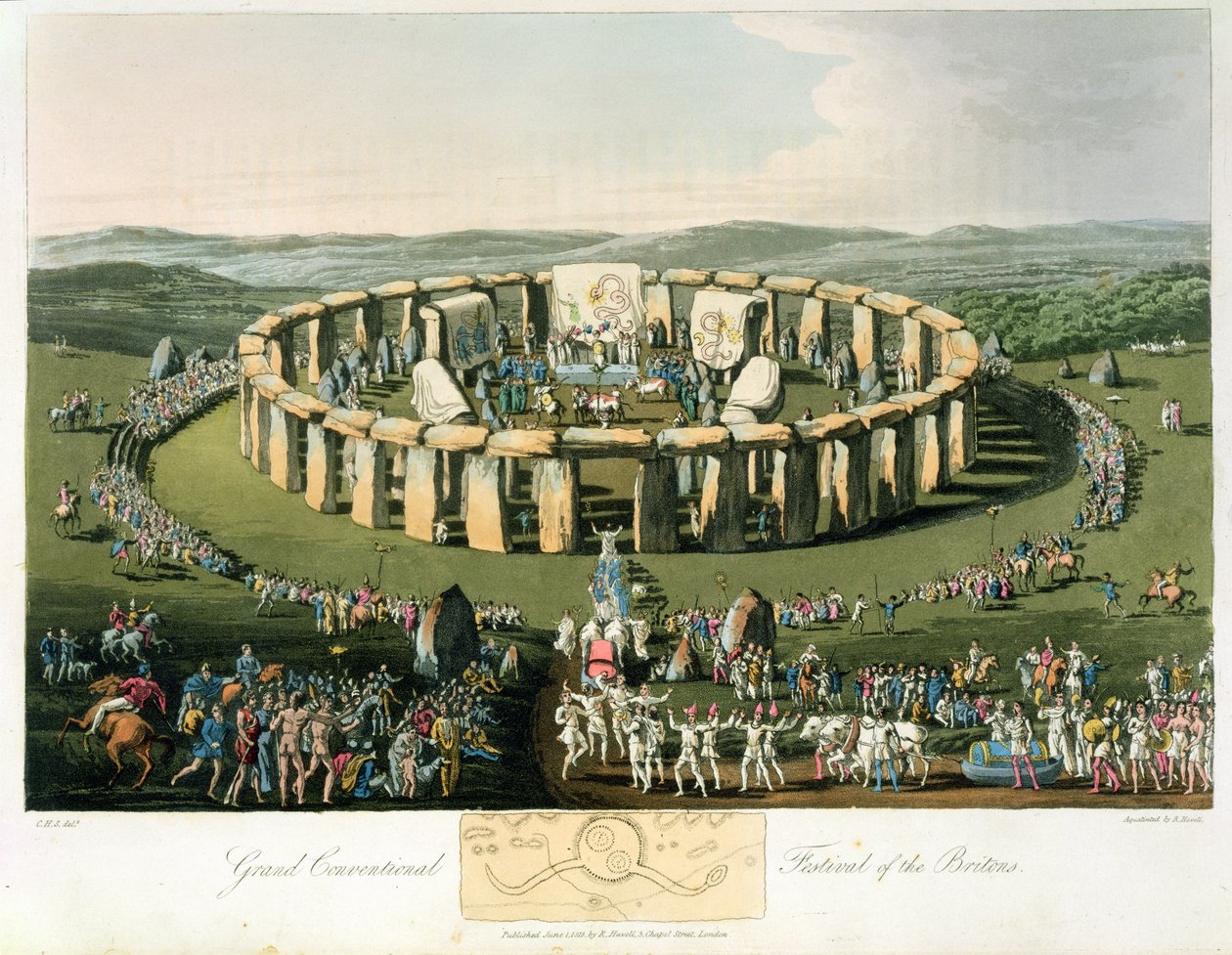 Grand Conventional Festival of the Brits, aquatinted og pub. av Robert Havell (1769-1832) 1815 (akvatint) av Charles Hamilton Smith