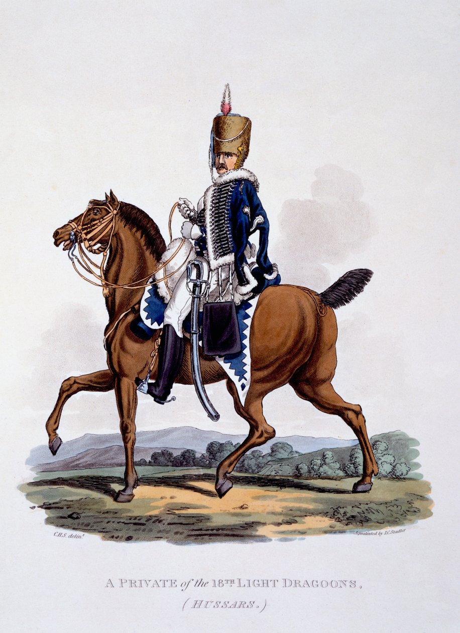 Uniform of a Private of the 18th Light Dragoons (Hussars), fra 