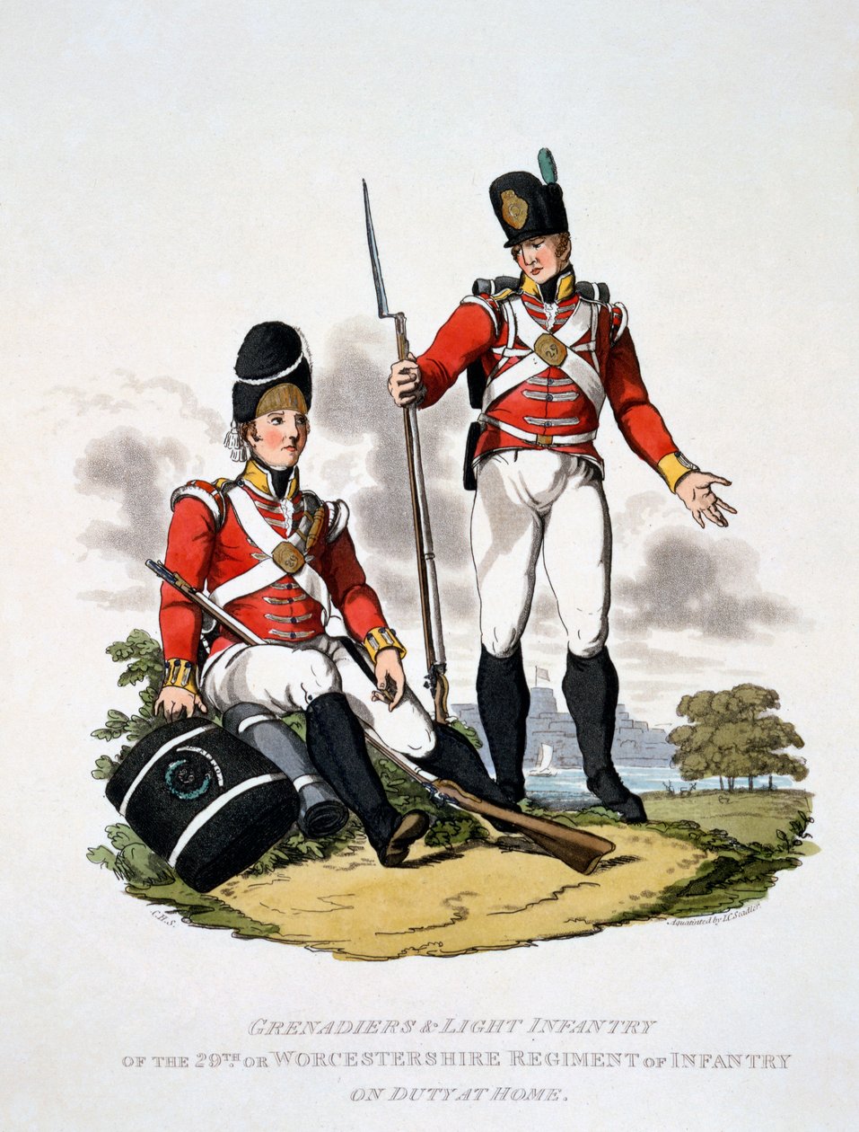 Uniform of the Grenadiers and Light Infantry of the 20th or Worcestershire Regiment, fra 
