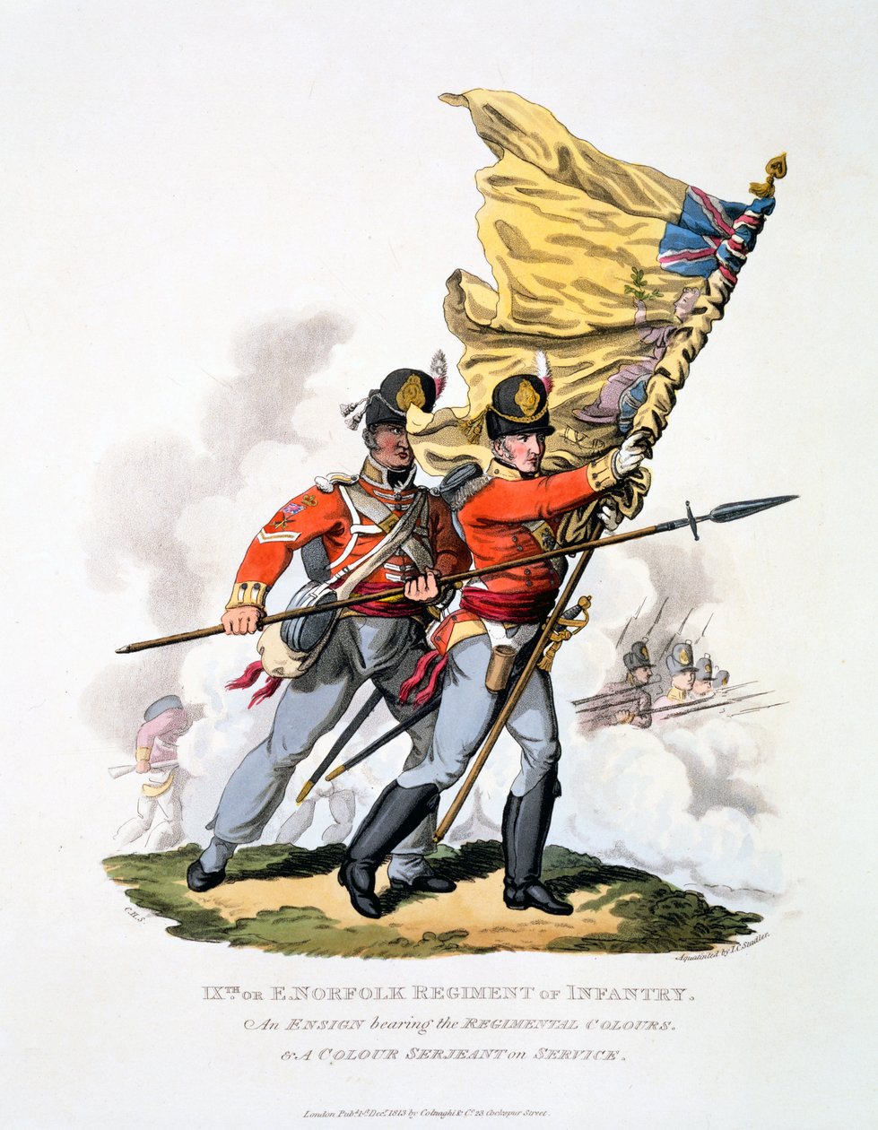 Uniform und Colors of the 9th or East Norfolk Regiment of Infantry, fra 