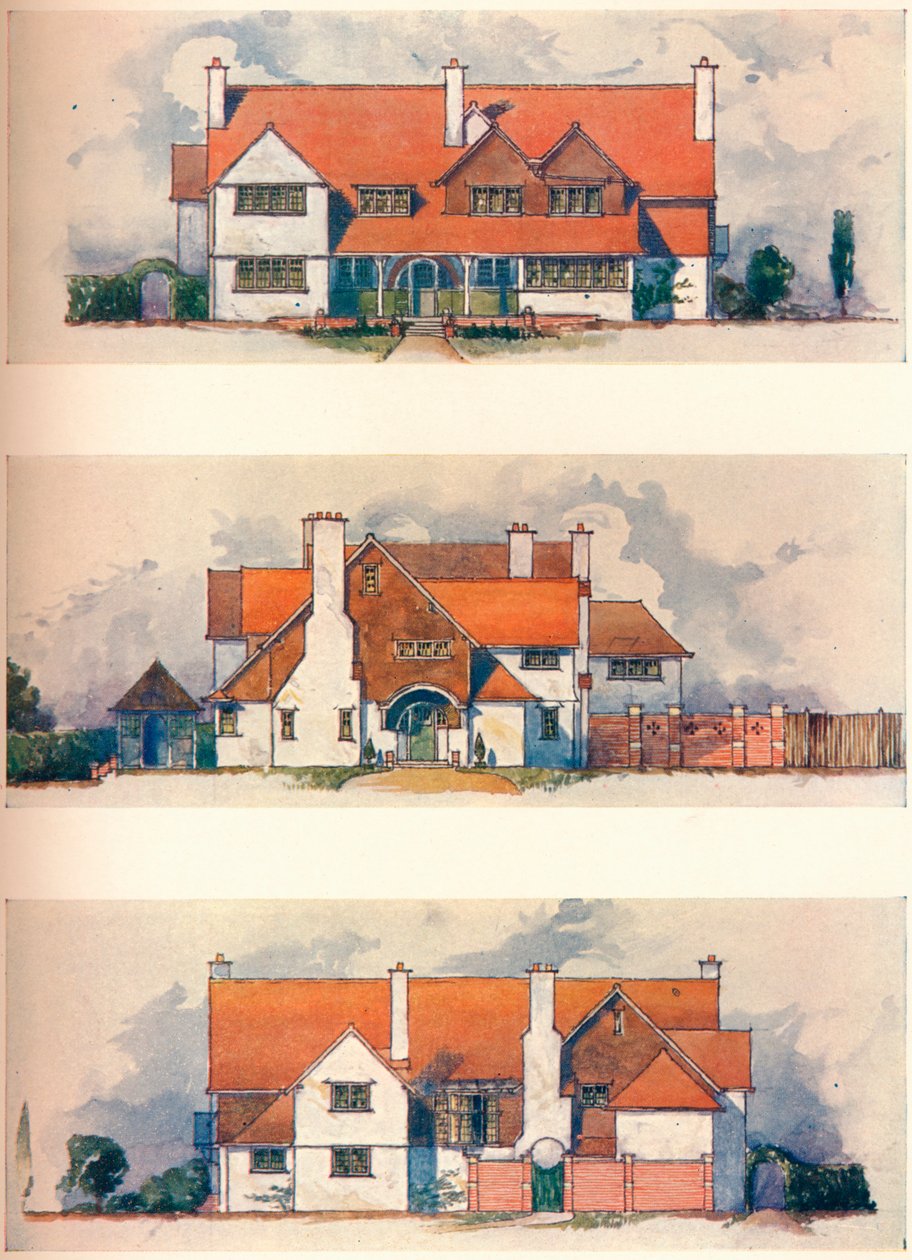 Hus i Garden City, Letchworth, c1906 av Charles Harrison Townsend