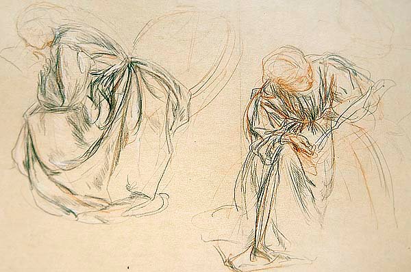 Studier av en sittende kvinne som leser (papir) av Charles Haslewood Shannon