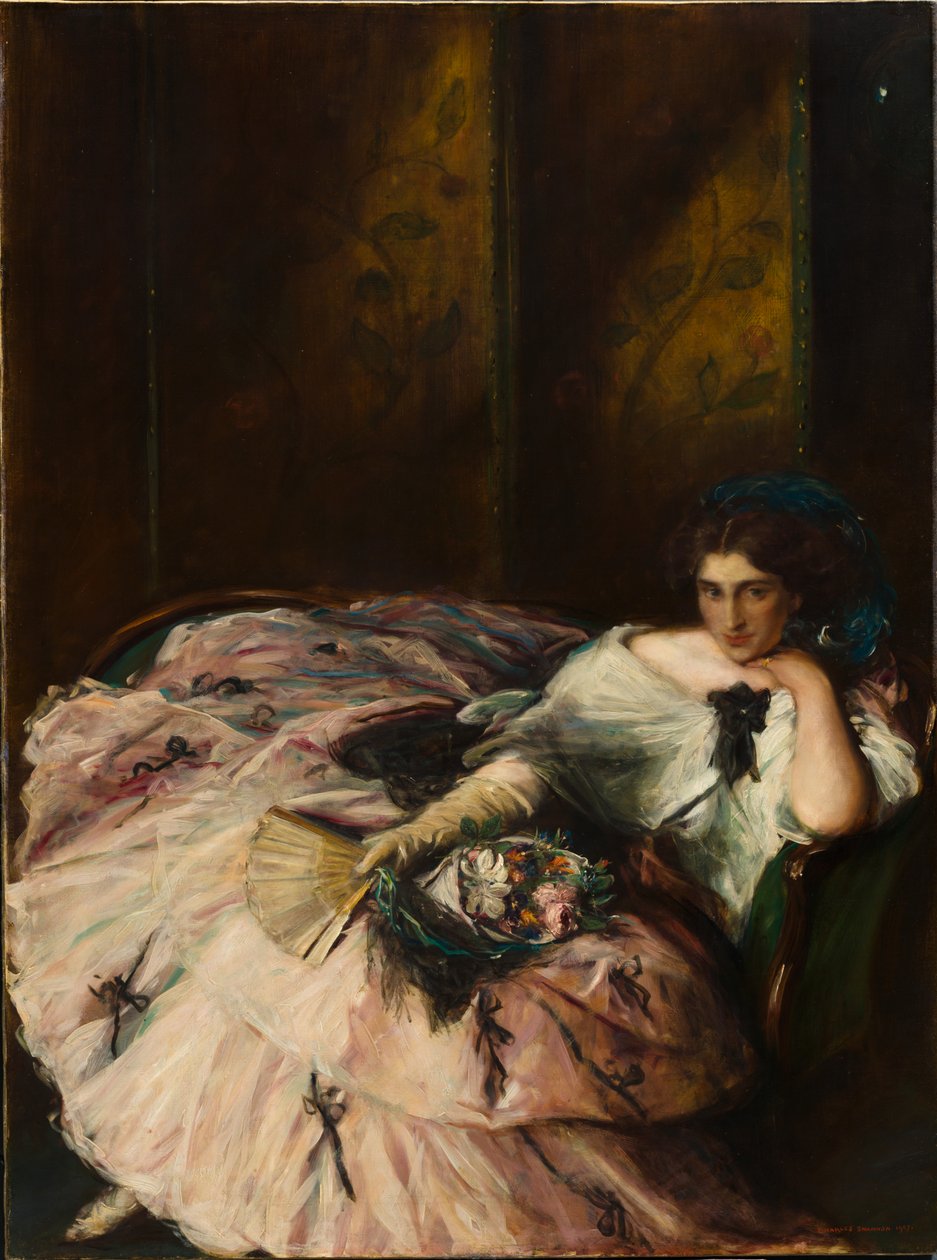 Suvenir av en "International Ball" (Portrett av frøken Kathleen Bruce) av Charles Hasslewood Shannon