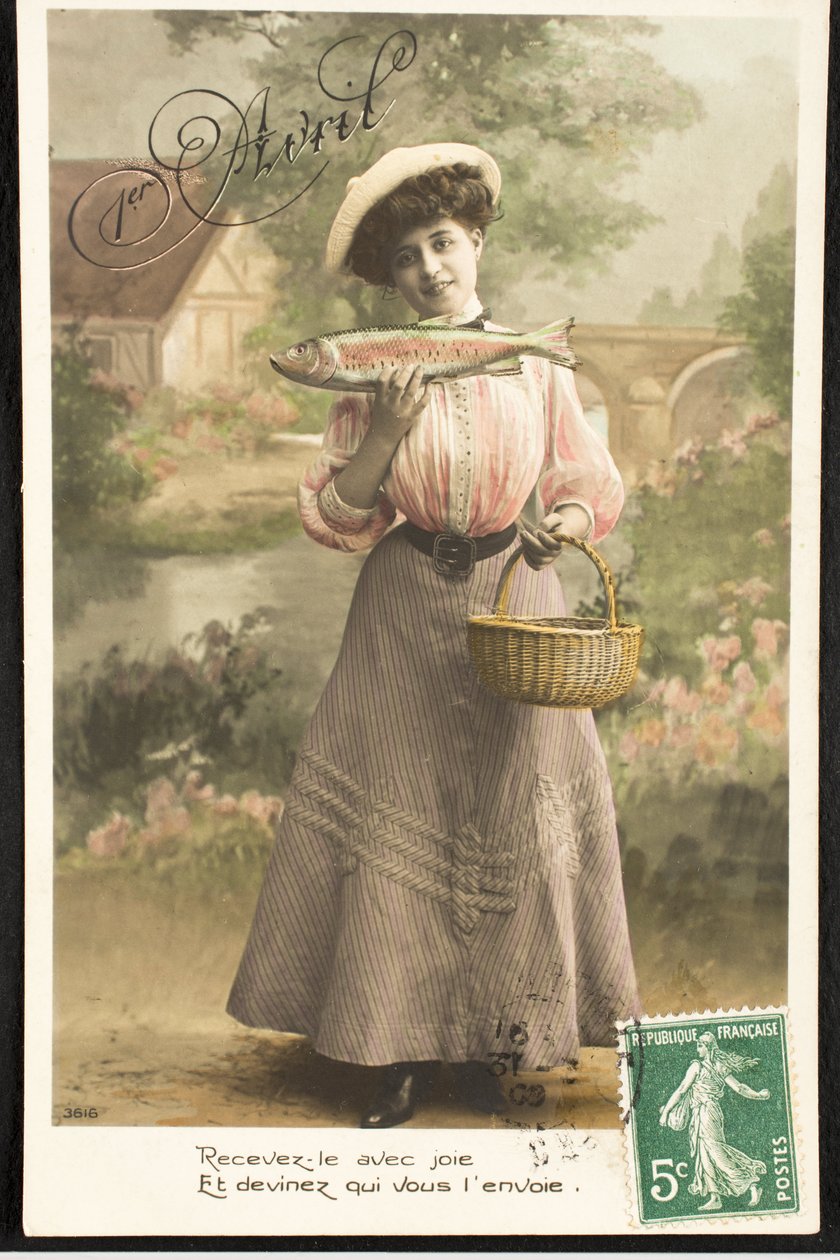 Gammelt postkort/Aprilfisk/Woman of the Belle Epoque av Augustus Kollner