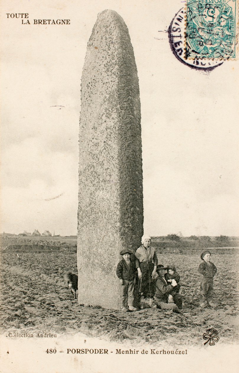 Gammelt postkort/Menhir de Kerhouezel/Porspoder/Finistere/Bretagne/Frankrike av Augustus Kollner