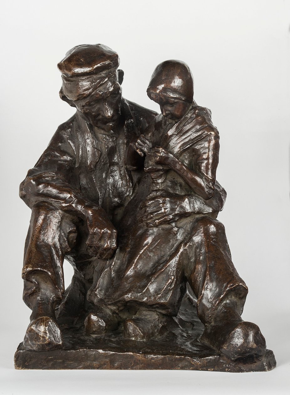 Bestefar og barnebarn bronse av Charles Henri Marie van Wijk