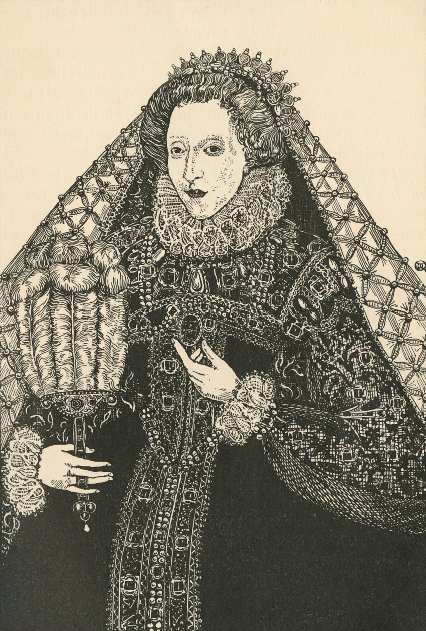 Et portrett av dronning Elizabeth, 1931 av Charles Henry Bourne Quennell