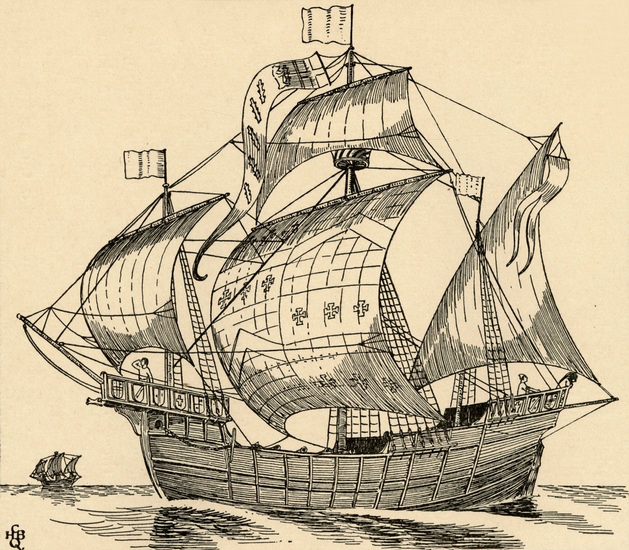 Et skip fra Christopher Columbus tid, 1931 av Charles Henry Bourne Quennell
