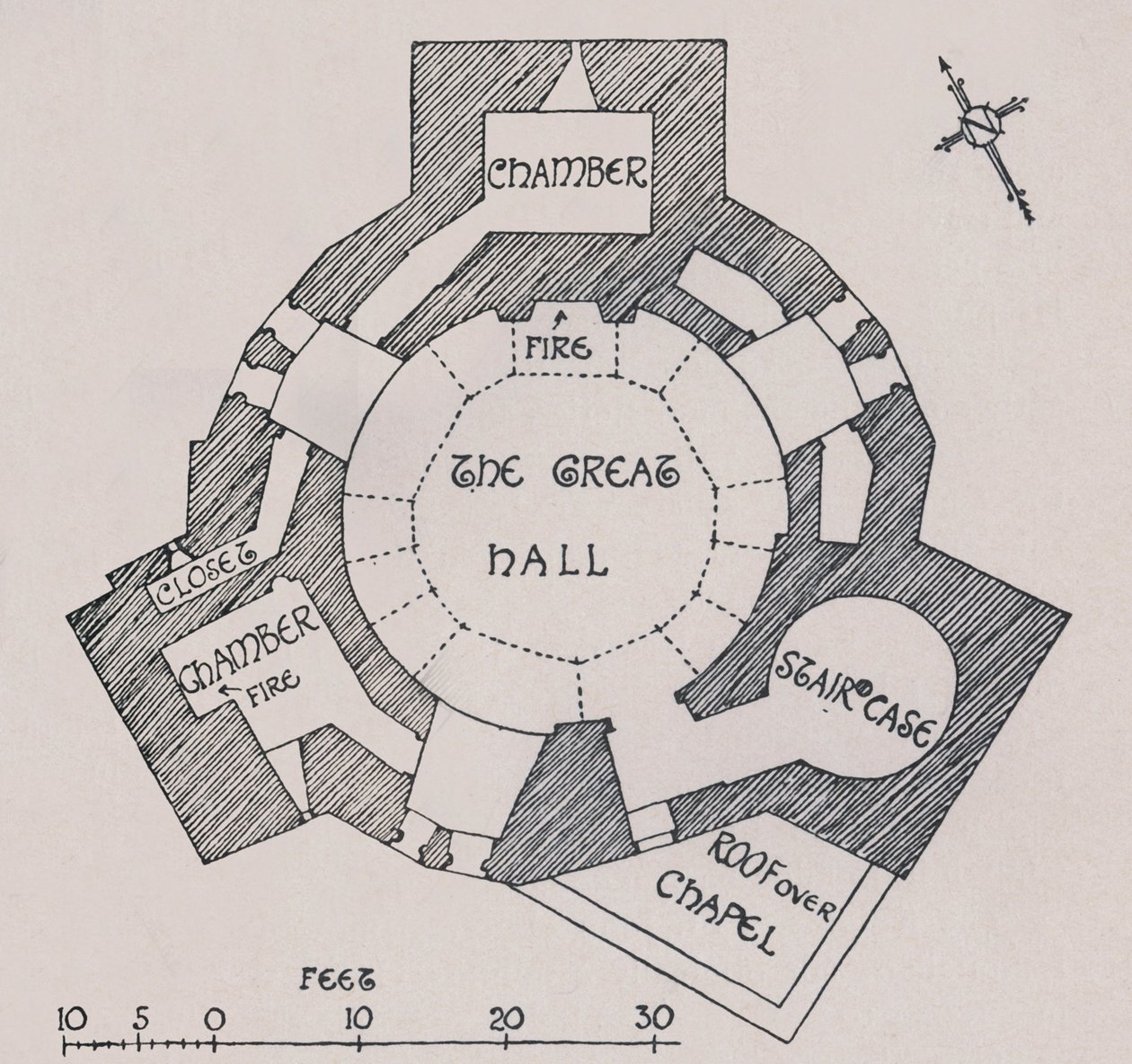 Orford Castle, Suffolk. Fra Mr. Cautleys plan, 1931 av Charles Henry Bourne Quennell