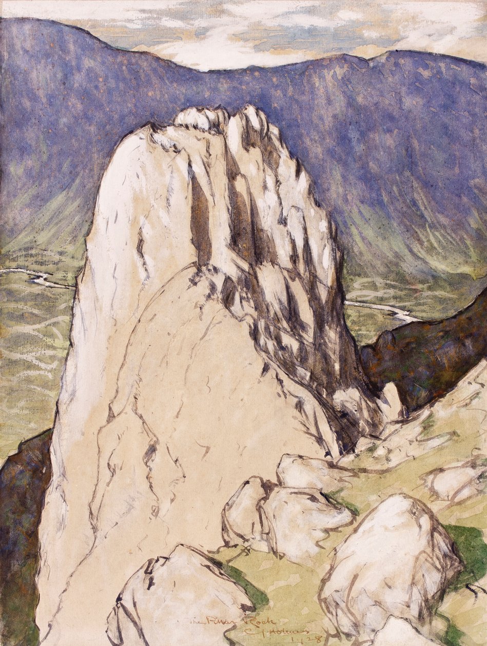 The Pillar Rock, 1928 (blekk, wc og gouache på papir) av Charles John Holmes