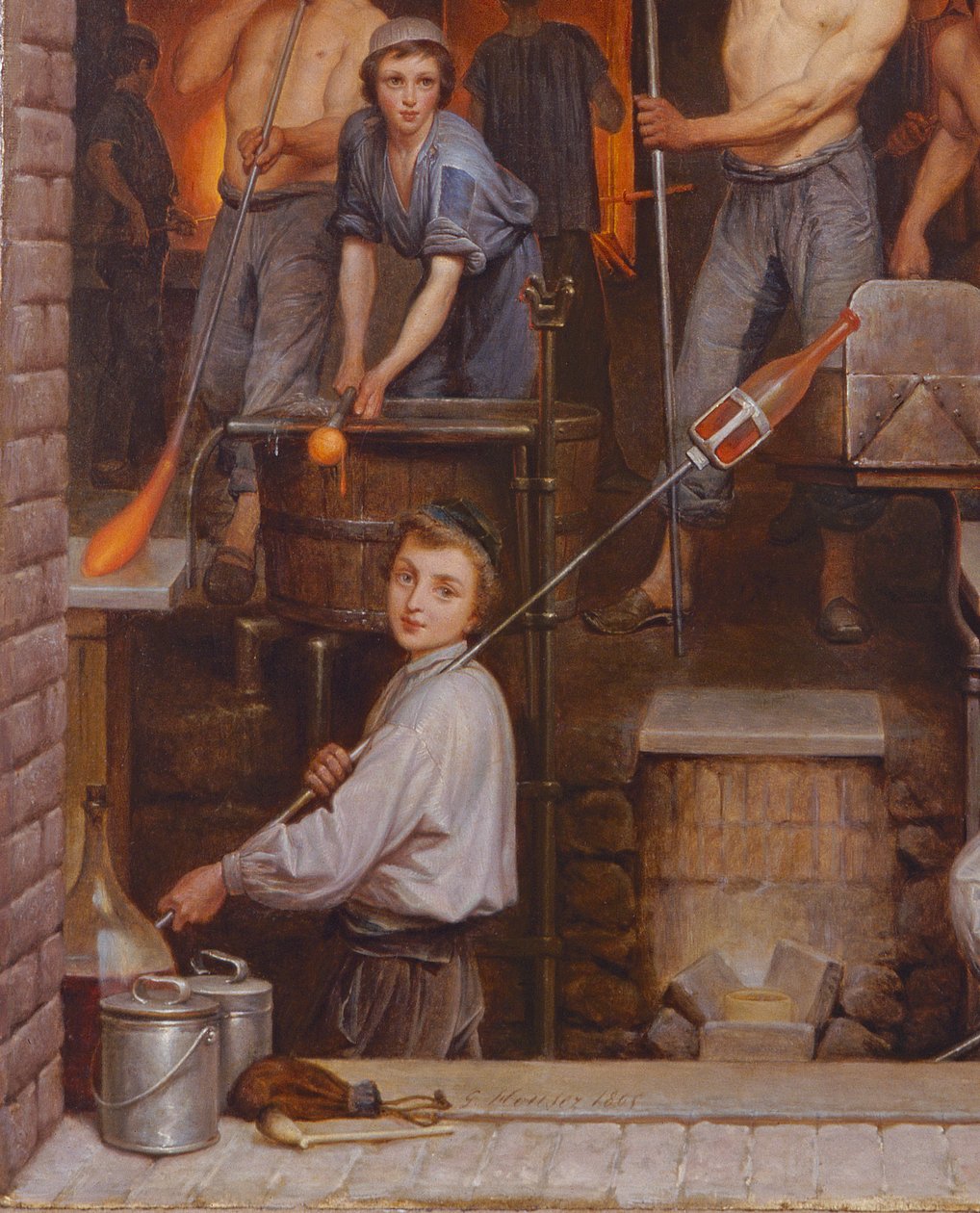Interiør av en ovn, 1865 olje på lerret detalj av 191514 av Charles Housez