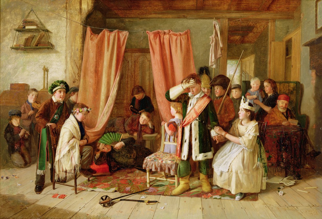 Barn som spiller "Play Scene", akt II, Scene ii, fra "Hamlet", 1863 av Charles Hunt