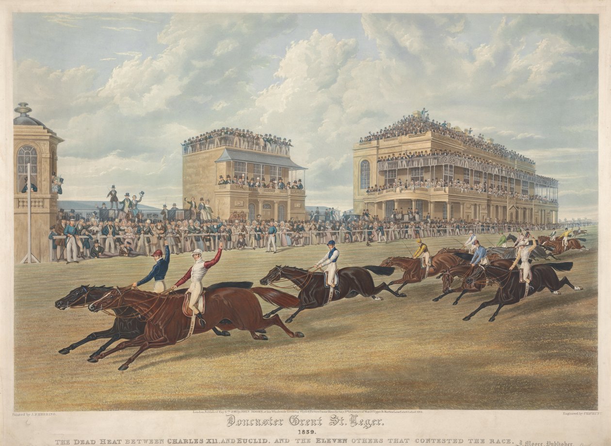 Doncaster Great St Leger, 1839. Dødt løp mellom Charles XII og Euclid. av Charles Hunt