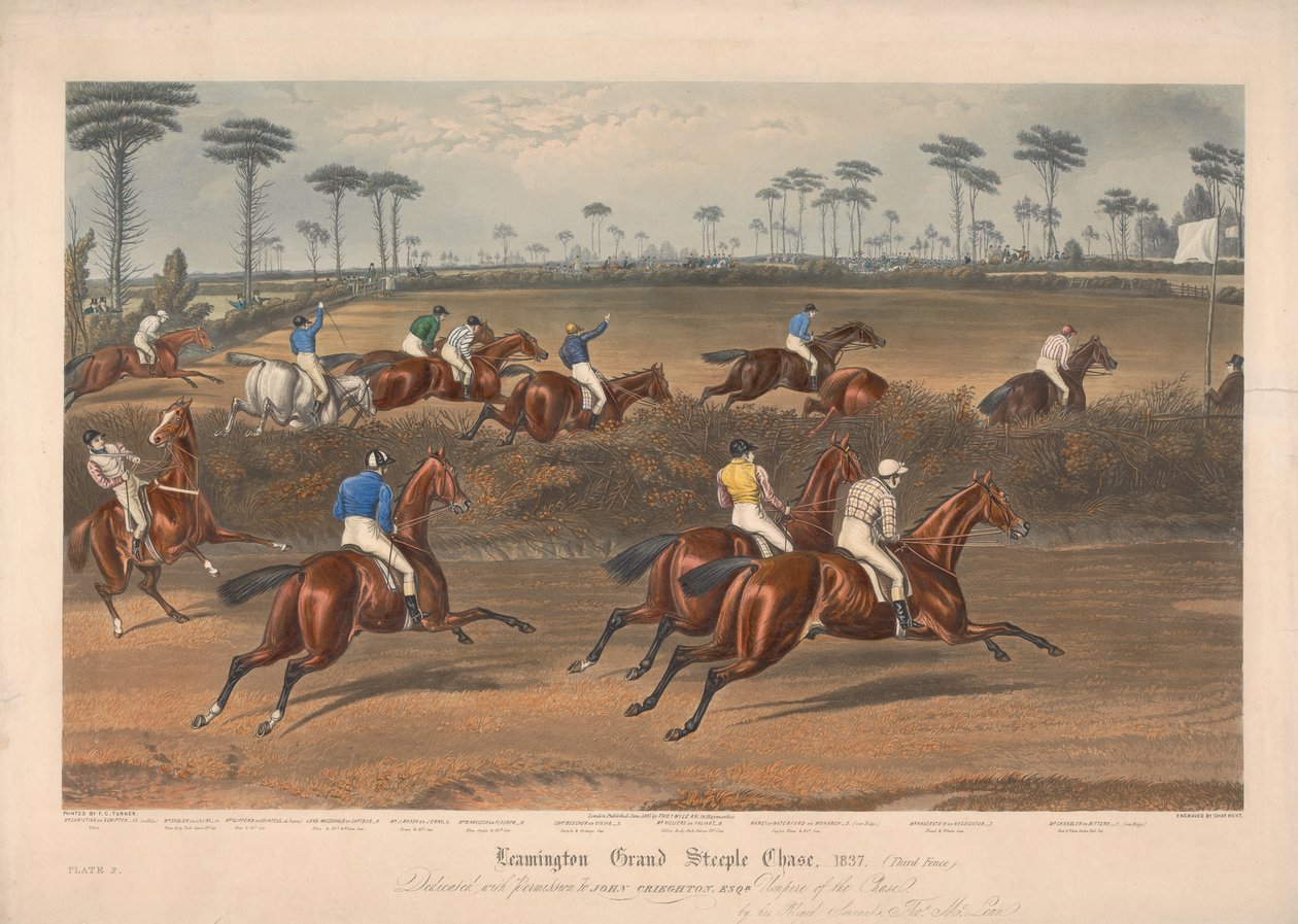 En av et sett på fire: Leamington Grand Steeple Chase ... 1837. Plate 2. Mr. Christian på Scripton ... av Charles Hunt