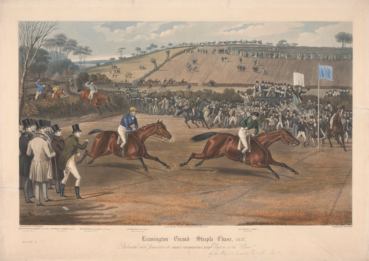 En av et sett på fire: Leamington Grand Steeple Chase ... 1837. Plate 4. Marqs of Waterford on Monarch ... av Charles Hunt