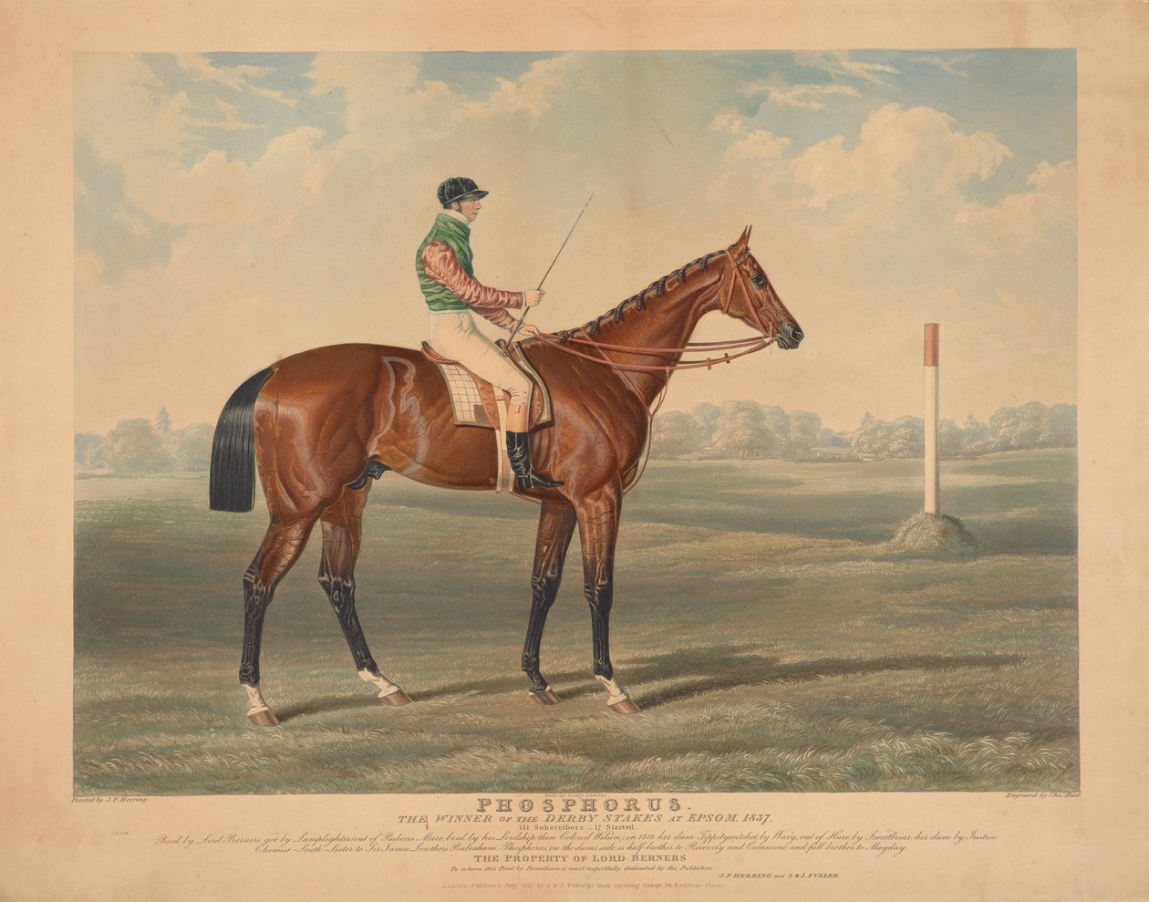 Hesteveddeløp: «Phosphorus», ridd av George Edwards, vinner av Derby Stakes i Epsom, 1837 av Charles Hunt