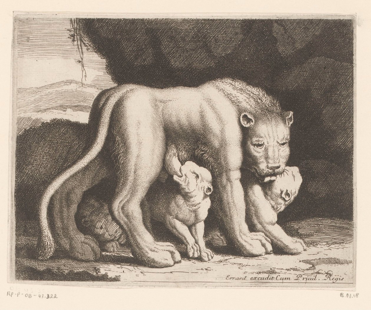 ammende løvinne Dyreserie (serietittel) av Charles II Errard (attributed to)