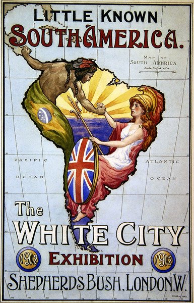 Plakat for det lite kjente Sør-Amerika - The White City Exhibition av Charles J. Hay
