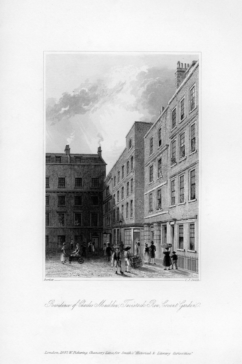 Eksteriør av den siste boligen til Charles Macklin, Tavistock Row, Covent Garden, 1840. av Charles J. Smith