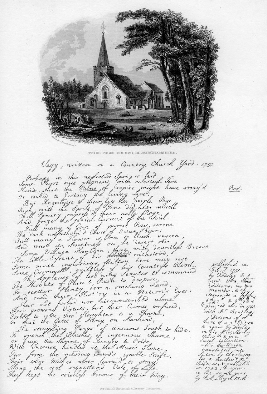 Stoke Poges Church, Buckinghamshire, c1750, 1840 av Charles J. Smith